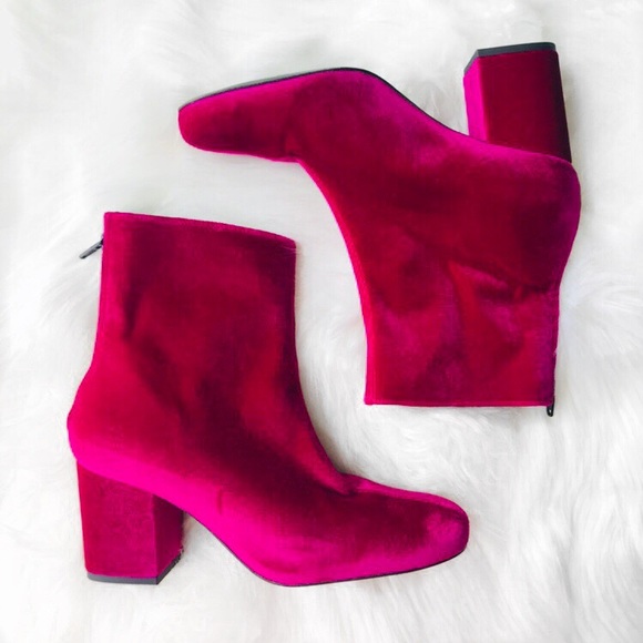 Free People Shoes - Free People | Hot Pink Velvet Booties